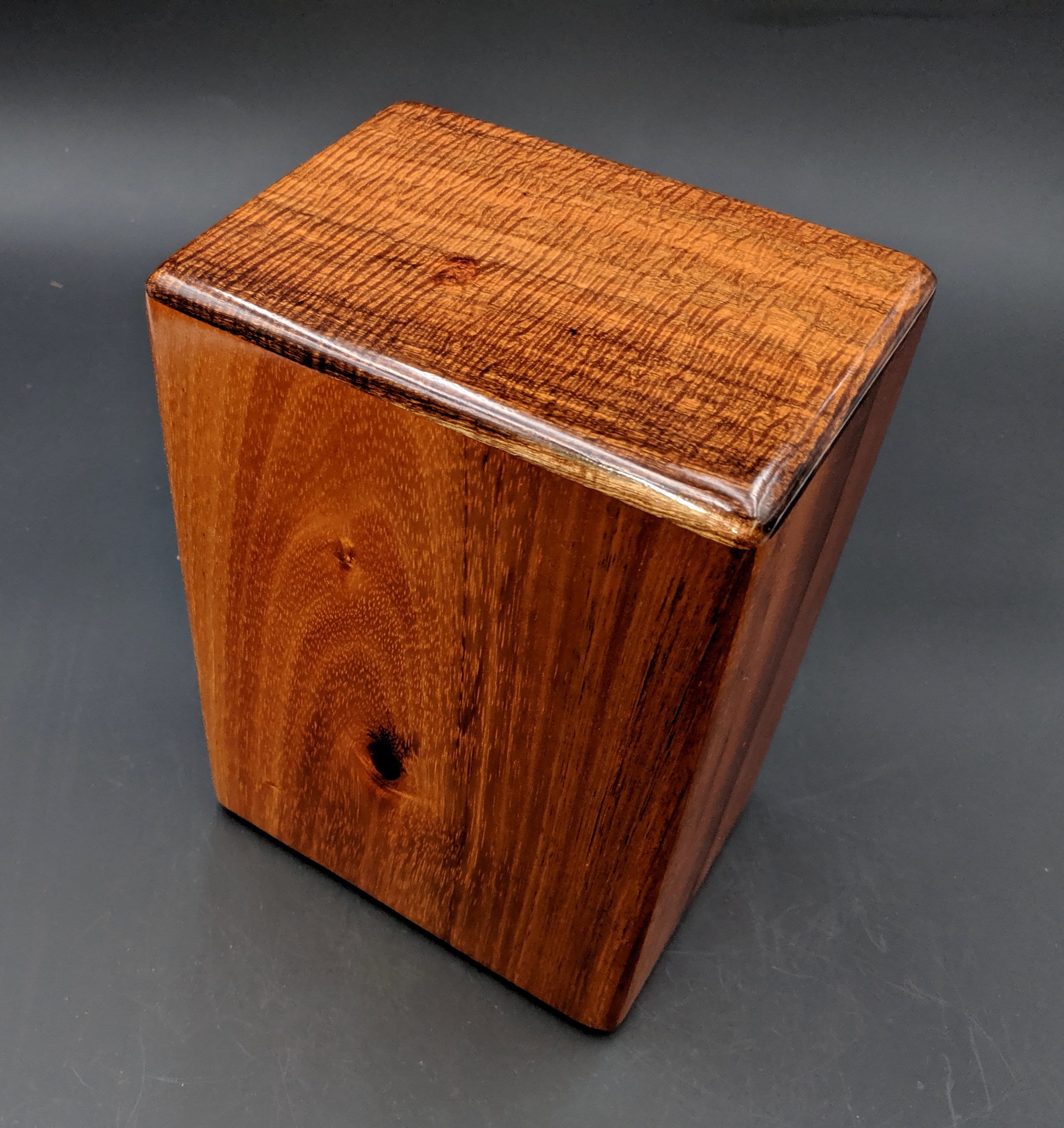 Large Curly Hawaiian Koa Wooden Memorial Cremation Urn... 7wide x 5deep