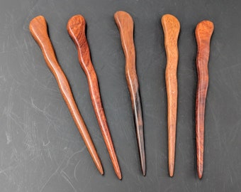 Ash, or Narra   6 1/2"  Long Shawl Pin  Spiral Hair Stick Pin Pic  1/4" Thick 5/8" Widest Pt