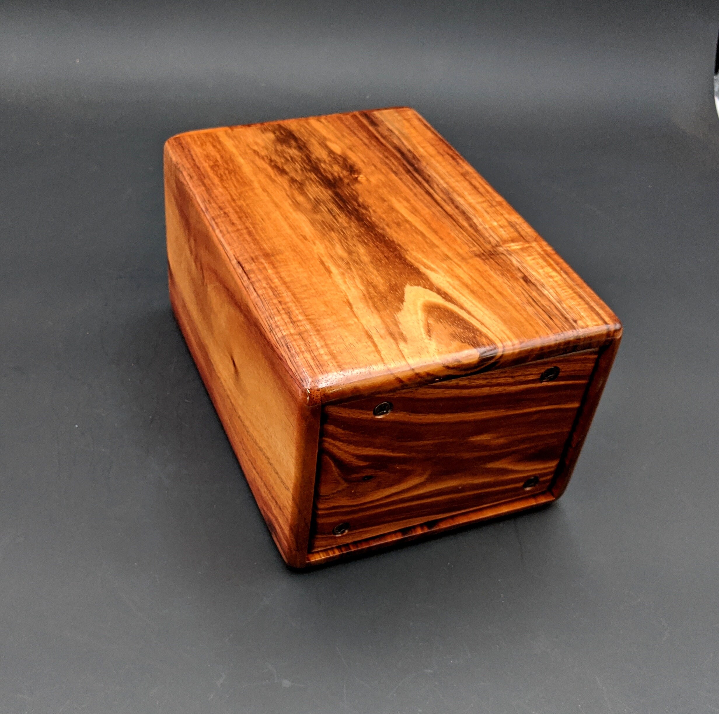 Large Curly Hawaiian Koa Wooden Memorial Cremation Urn... 7wide x 5deep