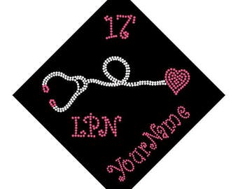 Nurse Heart Stethoscope Ekg Custom Graduation Cap Decal Iron Etsy