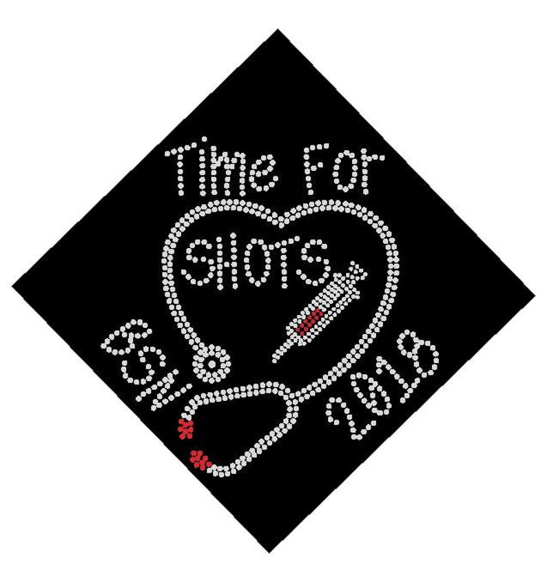 Shots BSN RN LPN nurse Graduation Cap Decal iron on rhinestone Etsy