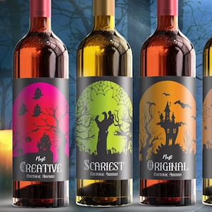 Halloween Costume Prize Wine Bottle Label - Choose from 8 different labels - 14002H