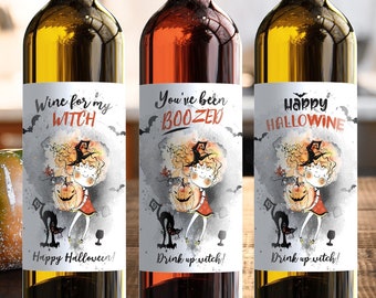 You've Been Boozed - Drink Up Witch - Cute Witch Wine Label - 14010H