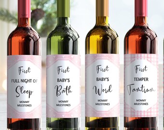 Mommy Milestones Wine Bottle Labels - Choose from 8 Labels - Pink - 11002