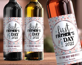 1st First Father's Day Wine Label - Best Dad Ever - 12014W