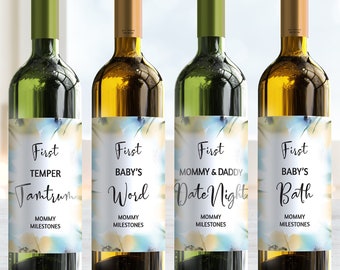 Mommy Milestones Wine Bottle Labels - Choose from 8 Different Labels - Blue - 11004