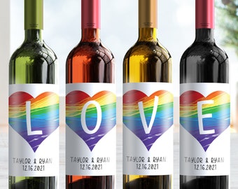 L O V E Bridal Shower Wine Bottle Labels - Set of 4 - 6003A