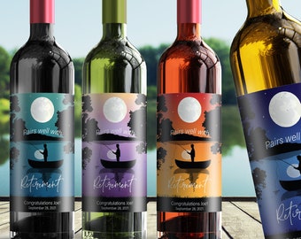 Pairs Well With Retirement Wine Label - Fishing - 13001