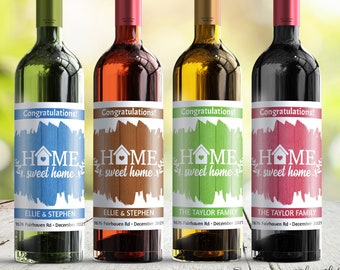 Home Sweet Home Housewarming Gift Wine Label - Paint - 9001W