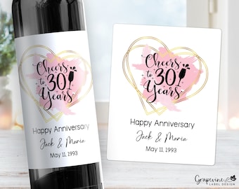 Anniversary Wine Label - Pink Heart- 1003W