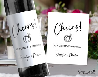 Engagement Wedding Wine Label - Cheers 16001W