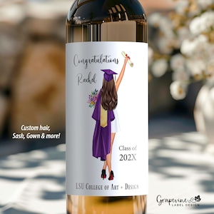 Graduation Wine Label - Personalized Grad Girl - 15013W