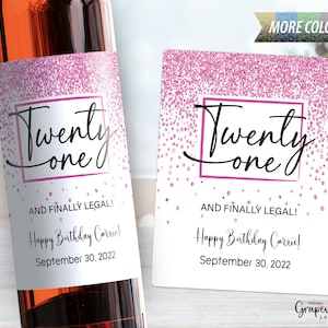 21st Birthday Wine Label - Finally Legal - Sparkle - 4009W