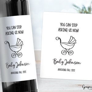 Pregnancy Announcement Wine Labels - Funny - Baby Carriage - 2008