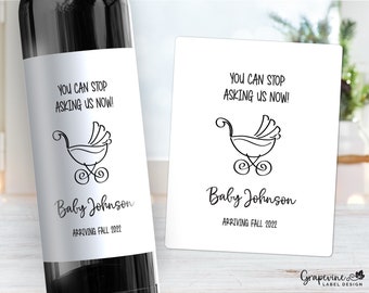 Pregnancy Announcement Wine Labels - Funny - Baby Carriage - 2008