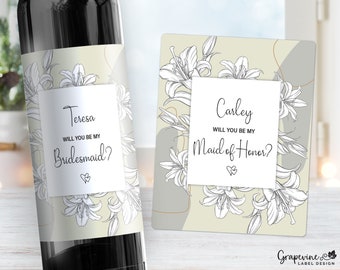 Maid of Honor Proposal Wine Label - Bridesmaid - 7004