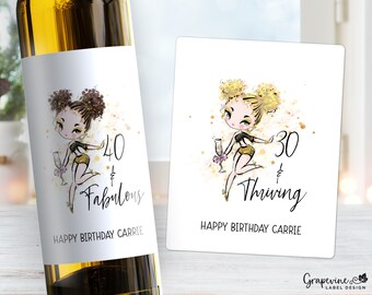 Fabulous Thriving Stunning Birthday Wine Label - Girls - 4018W