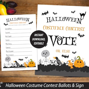 Halloween Kostüm Wahlzettel & Zeichen - Sofortiger Download - Bearbeitbar - Druck zu Hause - 14012H