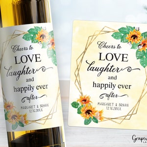 Cheers to - Personalized Wine Label - Love Laughter & Happily Ever After - 6004B