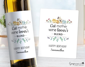 Cat Lover's Blend Birthday Wine Label - 18005