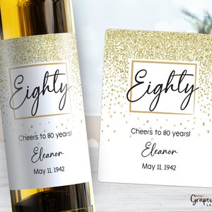 Eighty 80th Birthday Wine Label - Gold Sparkle - 4010W-80