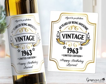 Aged to Perfection Birthday Wine Label - Vintage - 4011W