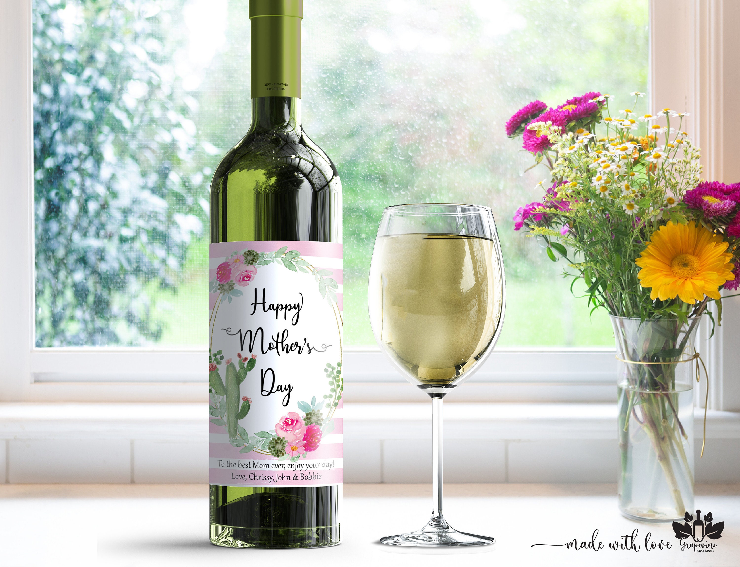 Mother's Day Wine Label Personalized Mother's Day Etsy