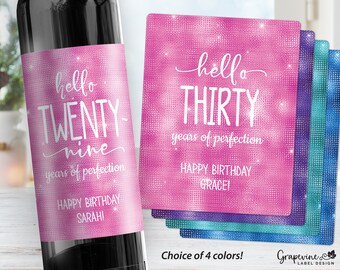 Hello Birthday Wine Label - Perfection - 4017W