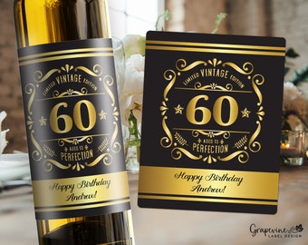 Limited Edition Vintage Birthday Wine Label - Gold - 4027W