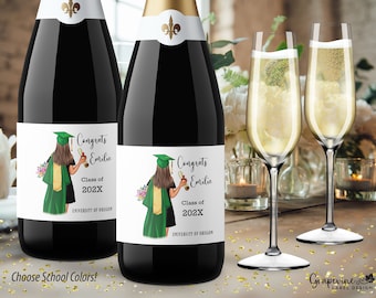 Graduation Champagne Label - Personalized Grad Girl - 15013C