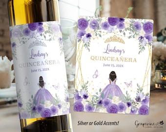 Quinceañera Wine Label - Mis Años - Lilac - 5001W