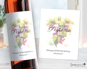 Aged to Perfection Birthday Wine Label - Grapes - 4034W