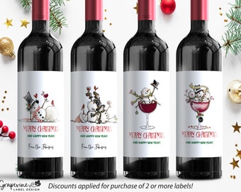 Snowman Wine Bottle Label - Choose from 4 Different Labels - 14017C