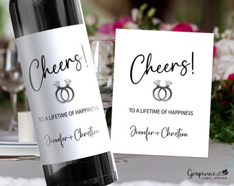 Engagement Wedding Wine Label - Cheers - LGBTQ - 16001