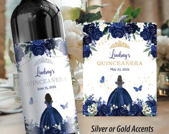 Quinceañera Wine Label - Mis Años - Mis Quince - Navy - 5001W