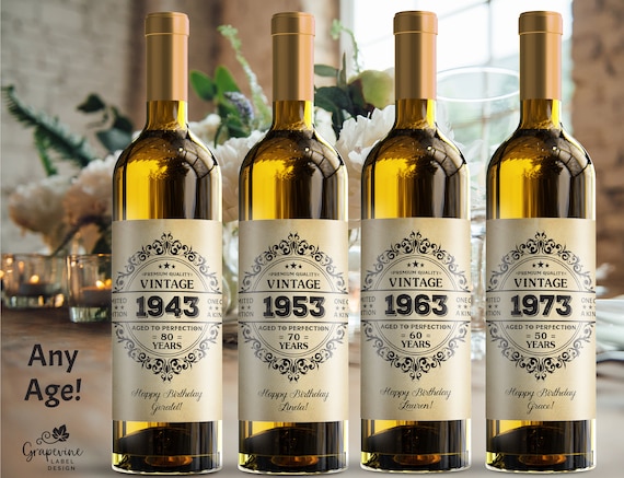 Vintage Birthday Wine Label - Antique - 4031W - Etsy