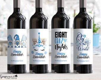 Fun Hanukkah Wine Labels - 12 designs to choose from - 14001I