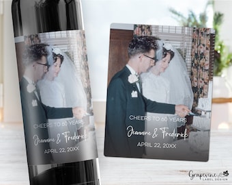 Anniversary Photo Wine Label - Wedding Wine Label - 1001W