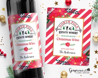 Christmas Gift Wine Label - North Pole Wine - Elf Made - 14008C