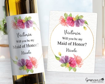 Maid of Honor Proposal Wine Label - Bridesmaid - 7001