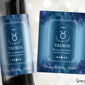 Zodiac Wine Bottle Labels - Horoscope Blue - 4004W