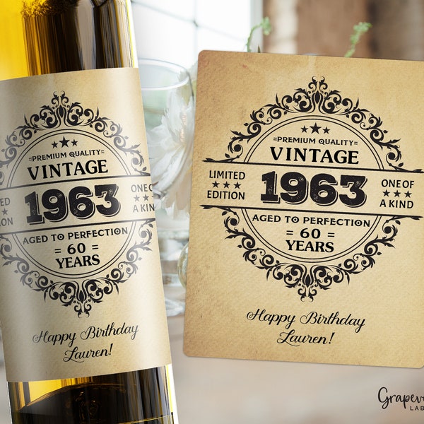 Vintage Birthday Wine Label - Antique - 4031W