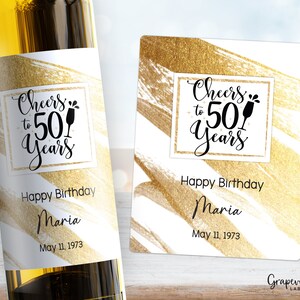 Cheers Birthday Wine Label - Any Age - Gold Paint - 4013W