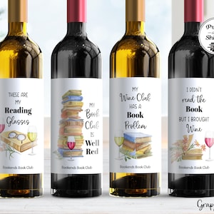 Book Club Wine Bottle Label - Choose from 4 Different Labels - 17001D