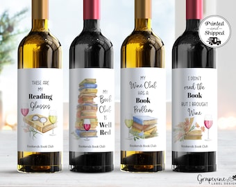 Book Club Wine Bottle Label - Choose from 4 Different Labels - 17001D