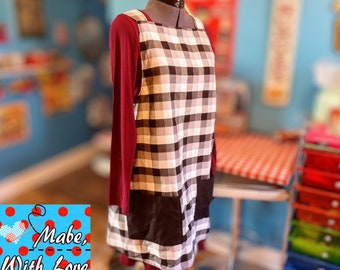 Black Gingham Cross Back Apron