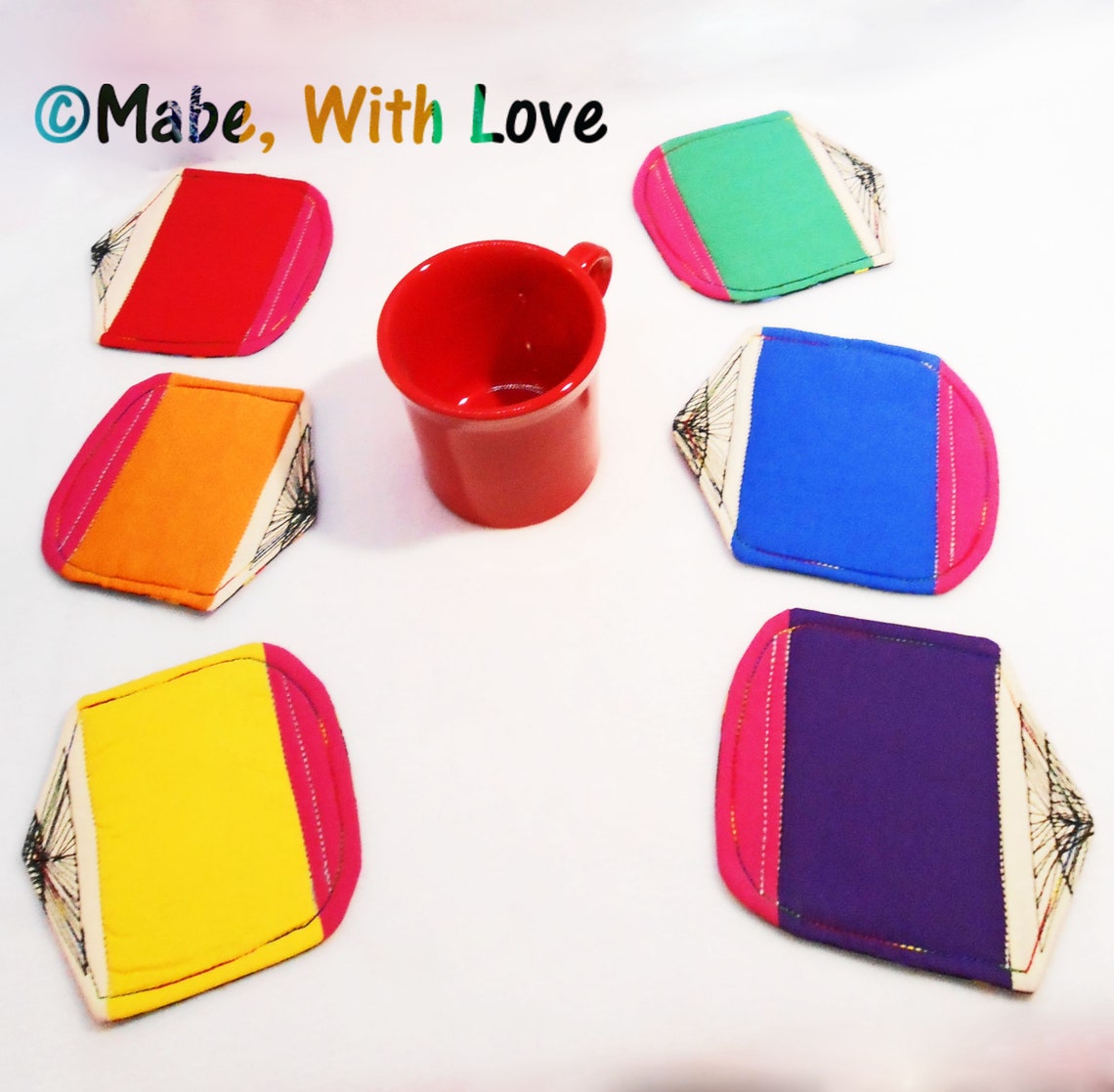 Quilted Pencil Coasters Cute Fabric Crayon Coasters Etsy