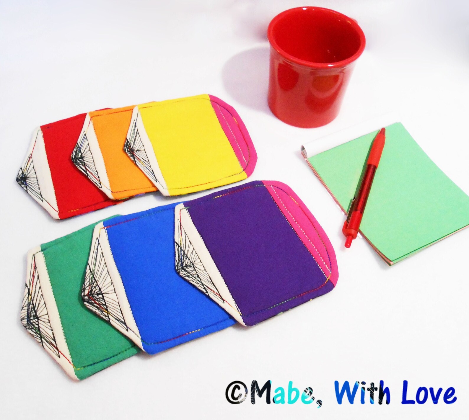 Quilted Pencil Coasters Cute Fabric Crayon Coasters Etsy