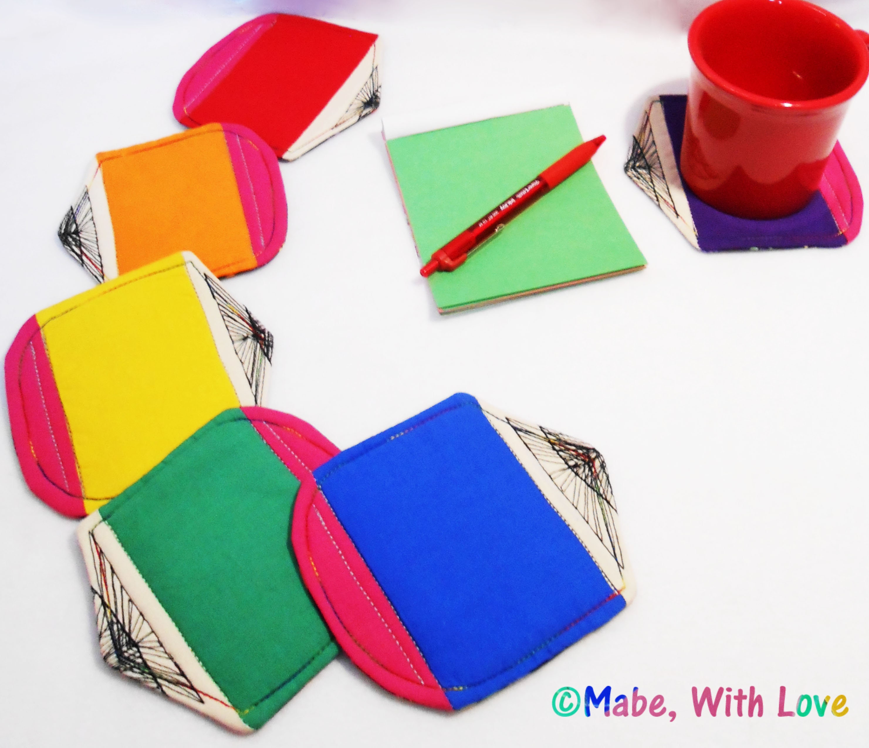 Quilted Pencil Coasters Cute Fabric Crayon Coasters Etsy