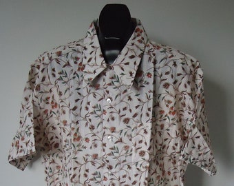 vintage 70s mens shirt Floral XL Bellecraft